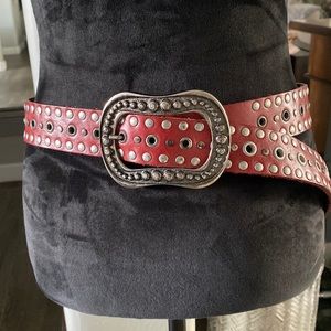 Red vegan leather belt